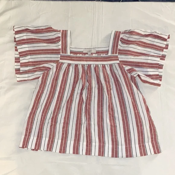 Loft Striped Linen Blend Short Sleeve Blouse - Picture 6 of 11